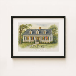 Alternative view of "Custom Watercolor Home Portrait - Personalized 'Home Sweet Home' Art with Address and Date"