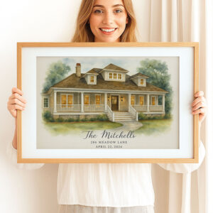 Alternative view of "Custom Watercolor House Portrait for Michael & Emily - Personalized Home Artwork Gift"