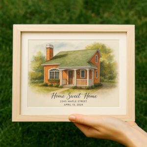 Alternative view of "Personalized Watercolor House Portrait for Couples - Thomas & Emily, Established August 12, 2022"