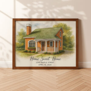 Alternative view of "Charming Watercolor Cottage Art Print - The Williams Cottage at 180 Maple Lane, Established 2020"