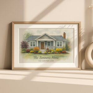 Alternative view of Personalized Watercolor House Portrait: The Williams at 52 Forest Lane, Lakewood, CO – Unique Custom Art for Home Decor