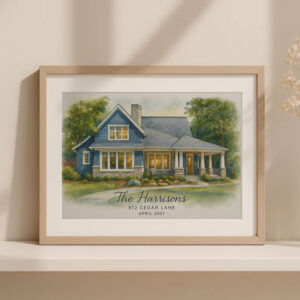 Alternative view of "Custom Watercolor House Portrait for Christopher & Emily - Personalize Your Home Decor with a Timeless Gift"