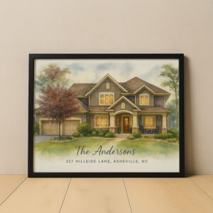 Alternative view of "Personalized Watercolor Family Home Art Print - Customizable with Name and Address for a Unique Touch"