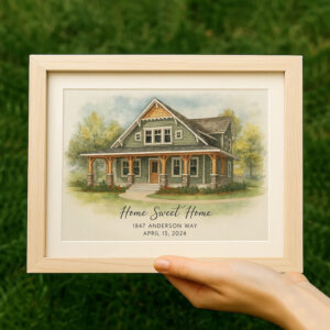 Alternative view of "Personalized Watercolor Home Portrait | Custom 'Home Sweet Home' Art Print for Your Address"
