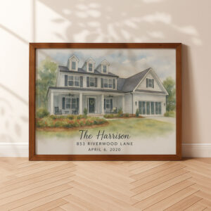 Alternative view of "Custom Watercolor House Portrait with Family Name - Perfect Unique Home Decoration"