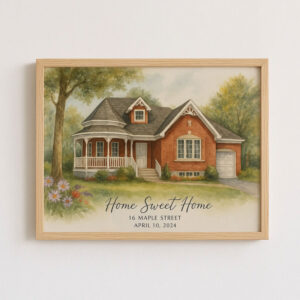 Alternative view of "Personalized Watercolor Home Portrait – Custom House Art for Families and Gifts"
