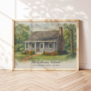 Alternative view of "Beautiful Personalized Watercolor Home Portrait for the Richardson Family - Unique Gift for Any Occasion"