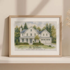 Alternative view of "Personalized Watercolor House Portrait for Couples - Custom Art for Home Decor, Anniversary Gift"