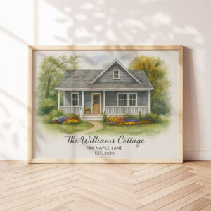 Alternative view of Custom Watercolor Home Portrait | Personalized Housewarming Art | Home Sweet Home Gift for New Homeowners in Franklin, Tennessee