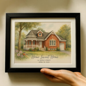 Alternative view of "Personalized Watercolor Family Portrait: The Parker Family Home at 2479 Willow Lane"