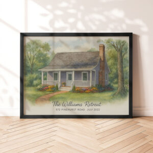 Alternative view of "Personalized Family Home Portrait Watercolor Art - The Parker Family at 2479 Willow Lane"
