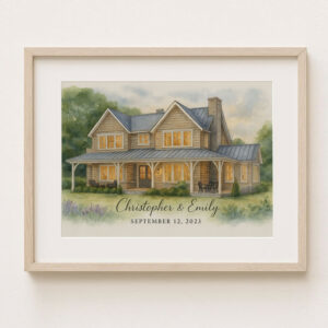 Alternative view of Whimsical Watercolor Family Portrait of Your Home - Personalized Art for Charleston Residents
