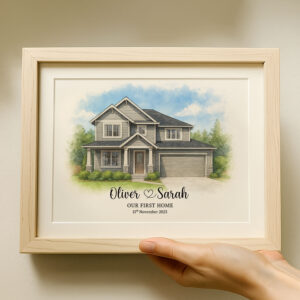 Alternative view of "Personalized Watercolor House Portrait for Couples | Christopher & Emily, September 12, 2023"