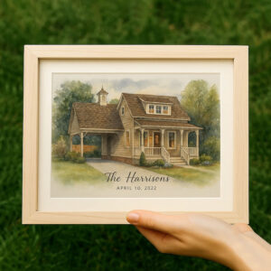 Alternative view of "Personalized Watercolor House Portrait for The Mitchells - Custom Art for Home Décor"