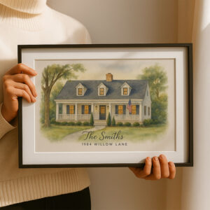 Alternative view of "Custom Watercolor House Portrait for The Harrisons at 24 Oakwood Lane – A Beautiful Personalized Gift"