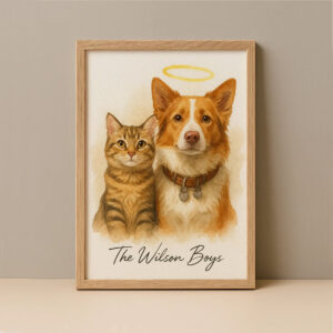 Alternative view of Custom Watercolor Pet Portrait of German Shepherds Max and Kona – Cherish Your Furry Companions in Style!