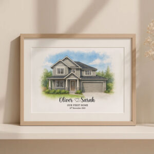 Alternative view of "Personalized Watercolor House Portrait for The Millers at 4821 Sycamore Lane - Unique Home Decor Gift"