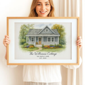 Alternative view of "Personalized Watercolor Home Portrait for Couples - Our First Home Gift for Oliver & Sarah"
