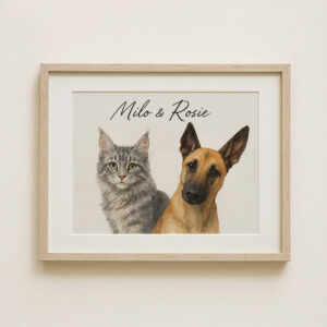 Alternative view of "Custom Watercolor Pet Portrait of Cats and Dogs - Koda & Bentley"