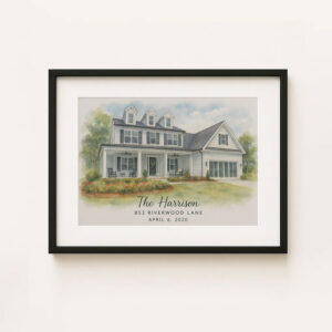 Alternative view of "Personalized Watercolor Painting of Your First Home - Custom Family Name Art for Unique Housewarming Gift"
