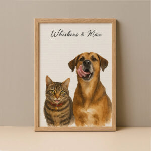 Alternative view of "Personalized Watercolor Cat Portrait of Oliver – Unique Pet Art for Cat Lovers"