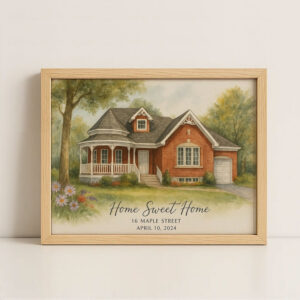 Alternative view of "Personalized Watercolor Family Portrait of Your Home - Custom Artwork for Unique Gifts"