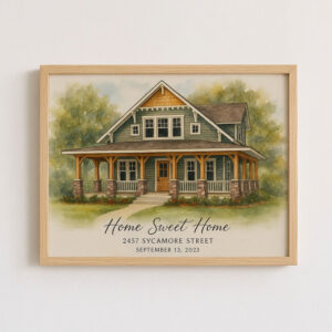 Alternative view of "Personalized Watercolor Home Portrait for James & Heather at 514 Sunset Lane"
