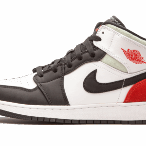 Air Jordan 1 Mid Se Gs Red Grey Black Toe