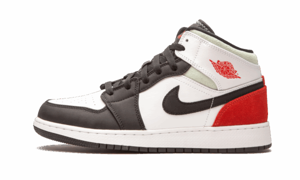 Air Jordan 1 Mid Se Gs Red Grey Black Toe