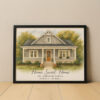 Charming Watercolor Home Sweet Home Print Personalized House Portrait With Address Perfect For New Homeowners