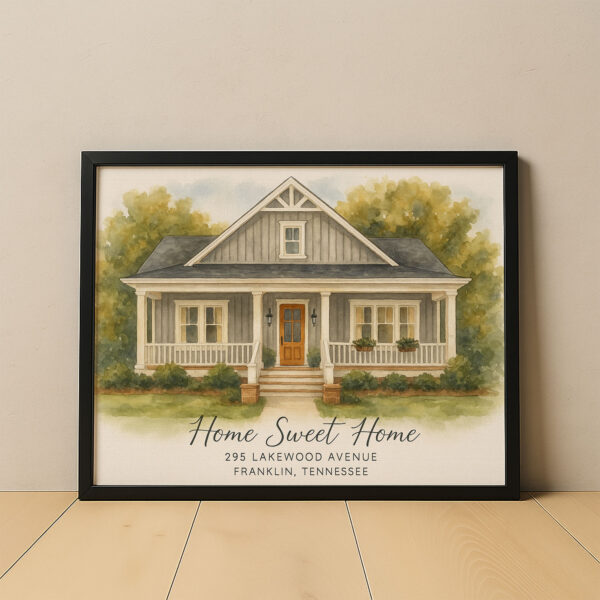 Charming Watercolor Home Sweet Home Print Personalized House Portrait With Address Perfect For New Homeowners