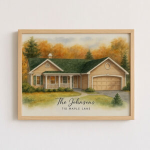 Custom Watercolor Home Portrait For Families Personalized Artwork Of Your Dream House At 710 Maple Lane