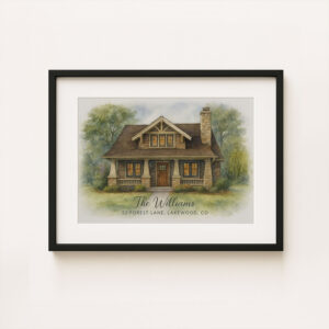 Custom Watercolor Home Portrait For The Williams Family 52 Forest Lane Lakewood Co