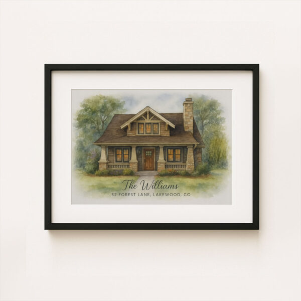 Custom Watercolor Home Portrait For The Williams Family 52 Forest Lane Lakewood Co