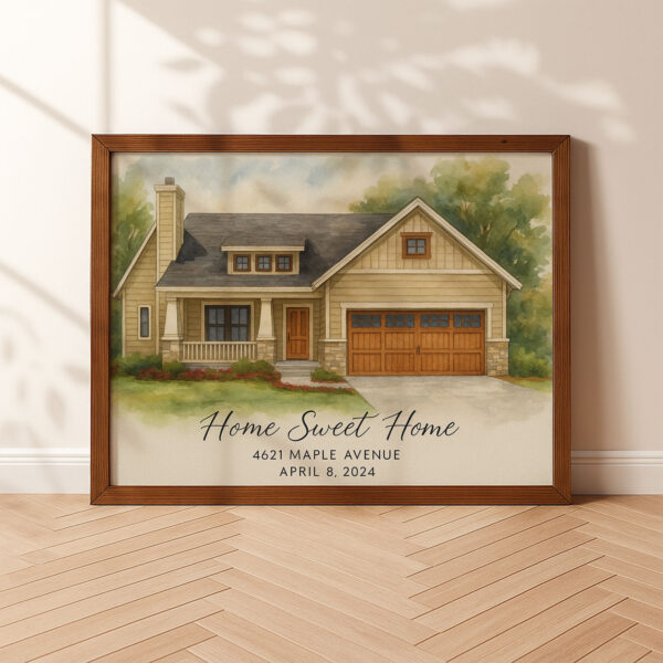 Custom Watercolor Home Portrait Personalized Home Sweet Home Art With Address And Date