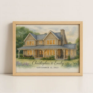 Custom Watercolor House Portrait For Christopher Emily Personalize Your Home Decor With A Timeless Gift
