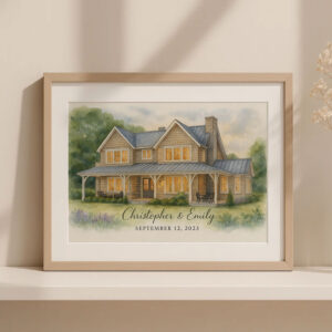 Custom Watercolor House Portrait For Couples Personalized Art For Christopher Emily September 12 2023