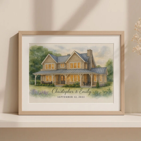 Custom Watercolor House Portrait For Couples Personalized Art For Christopher Emily September 12 2023