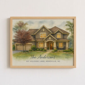 Custom Watercolor House Portrait For Families Personalized Art Print Of Your Home Ideal Gift For New Homeowners