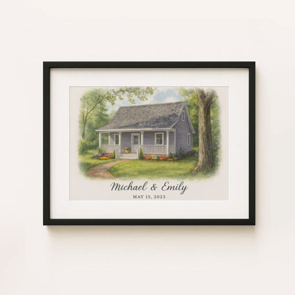 Custom Watercolor House Portrait For Michael And Emily Personalized Home Art Gift For New Beginnings