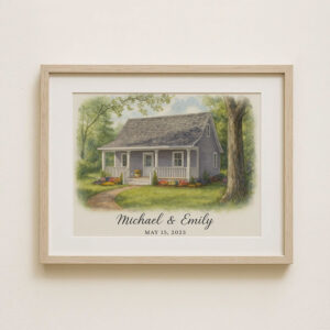 Custom Watercolor House Portrait For Michael Emily Personalized Home Artwork Gift