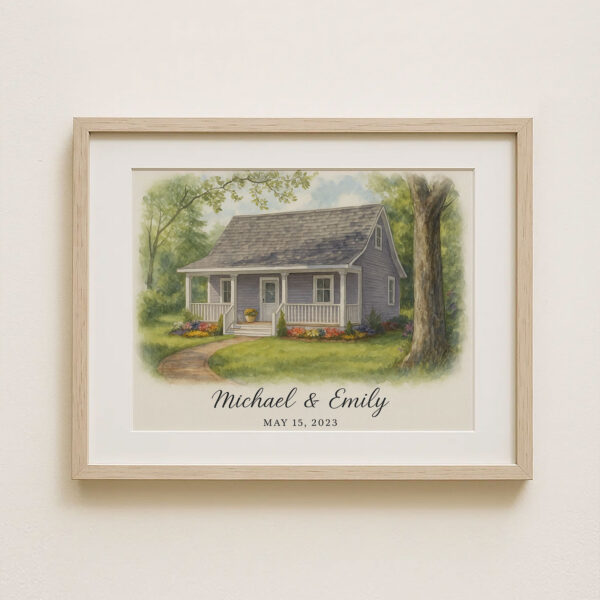 Custom Watercolor House Portrait For Michael Emily Personalized Home Artwork Gift
