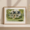 Custom Watercolor House Portrait With Family Name Perfect Unique Home Decoration