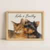 Custom Watercolor Pet Portrait Of Cats And Dogs Koda Bentley