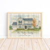 Personalized Watercolor Family Home Art Print Customizable With Name And Address For A Unique Touch