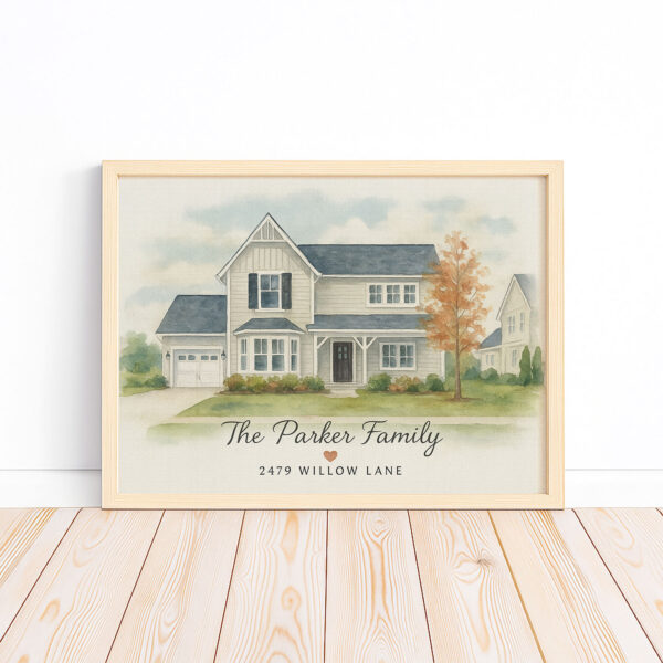 Personalized Watercolor Family Home Art Print Customizable With Name And Address For A Unique Touch
