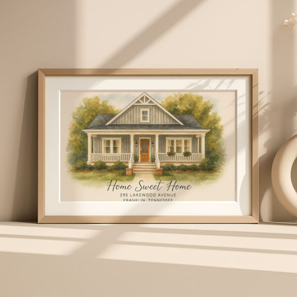Personalized Watercolor Home Portrait Custom Home Sweet Home Art Print For Your Address