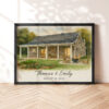 Personalized Watercolor Home Portrait For Couples Custom Art Gift For Thomas Emily August 12 2022
