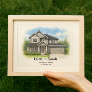Personalized Watercolor Home Portrait For Couples Our First Home Gift For Oliver Sarah