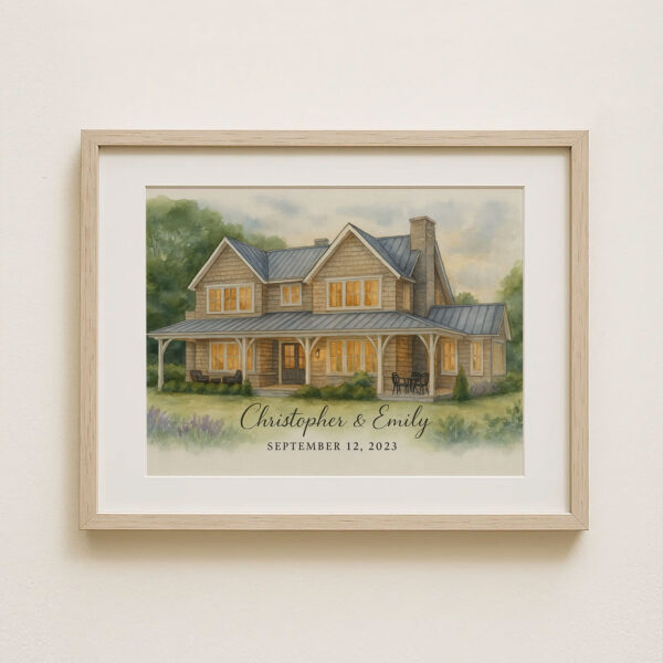 Personalized Watercolor House Portrait For Couples Christopher Emily September 12 2023